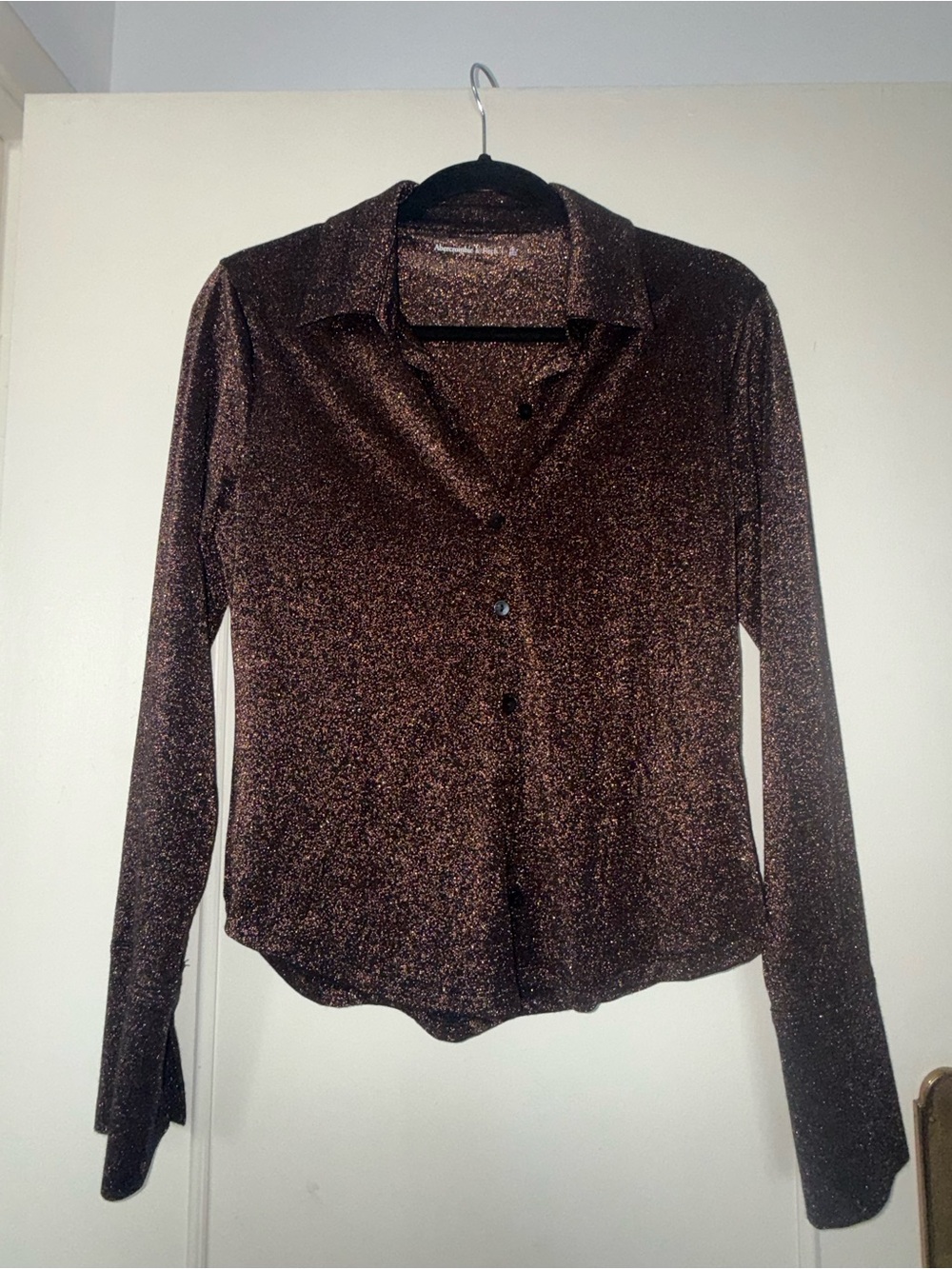 Abercrombie & Fitch Metallic Brown Button-Down Shirt